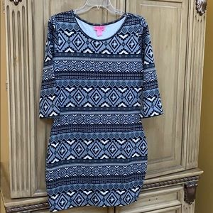 Women’s Patterned Black and Gray Dress